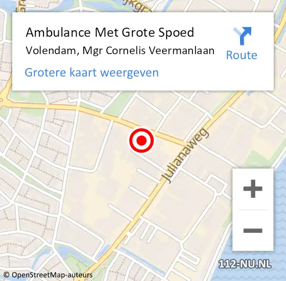 Locatie op kaart van de 112 melding: Ambulance Met Grote Spoed Naar Volendam, Mgr Cornelis Veermanlaan op 8 november 2023 18:52