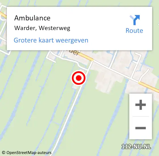 Locatie op kaart van de 112 melding: Ambulance Warder, Westerweg op 8 november 2023 19:44