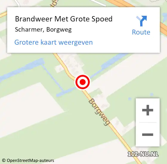 Locatie op kaart van de 112 melding: Brandweer Met Grote Spoed Naar Scharmer, Borgweg op 8 november 2023 19:45