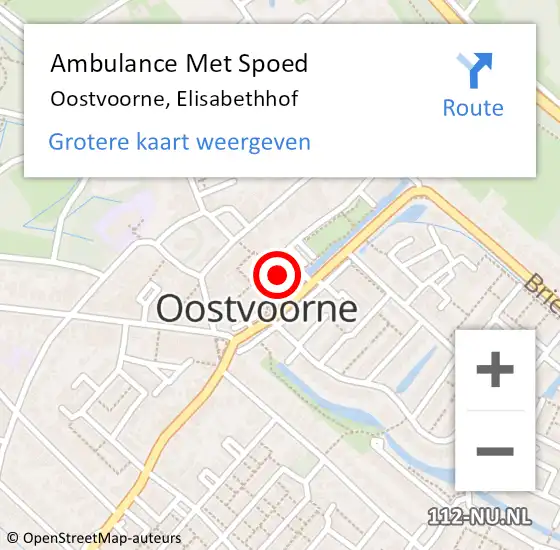 Locatie op kaart van de 112 melding: Ambulance Met Spoed Naar Oostvoorne, Elisabethhof op 8 november 2023 20:18