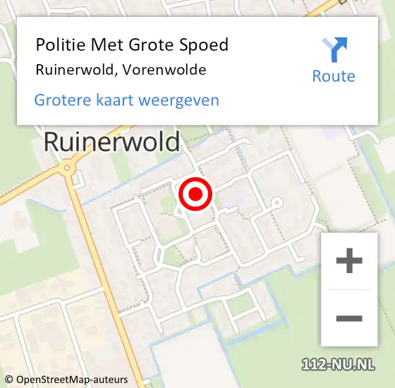 Locatie op kaart van de 112 melding: Politie Met Grote Spoed Naar Ruinerwold, Vorenwolde op 8 november 2023 22:34