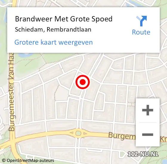 Locatie op kaart van de 112 melding: Brandweer Met Grote Spoed Naar Schiedam, Rembrandtlaan op 8 november 2023 22:41