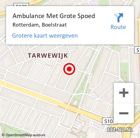 Locatie op kaart van de 112 melding: Ambulance Met Grote Spoed Naar Rotterdam, Boelstraat op 9 november 2023 00:40