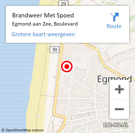 Locatie op kaart van de 112 melding: Brandweer Met Spoed Naar Egmond aan Zee, Boulevard op 9 november 2023 00:54