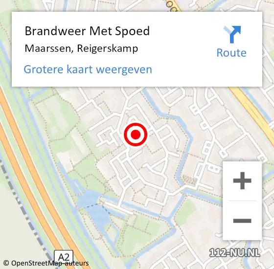 Locatie op kaart van de 112 melding: Brandweer Met Spoed Naar Maarssen, Reigerskamp op 9 november 2023 01:37