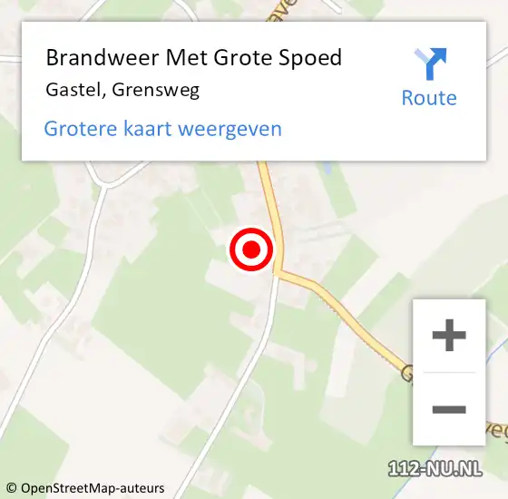 Locatie op kaart van de 112 melding: Brandweer Met Grote Spoed Naar Gastel, Grensweg op 9 november 2023 04:35