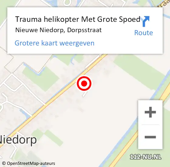 Locatie op kaart van de 112 melding: Trauma helikopter Met Grote Spoed Naar Nieuwe Niedorp, Dorpsstraat op 9 november 2023 07:23