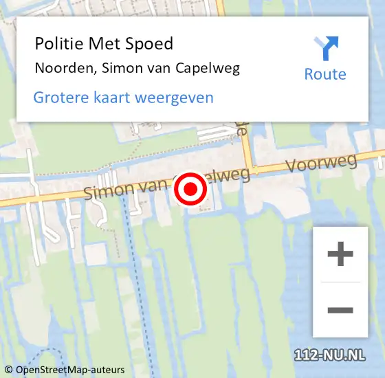 Locatie op kaart van de 112 melding: Politie Met Spoed Naar Noorden, Simon van Capelweg op 9 november 2023 07:35