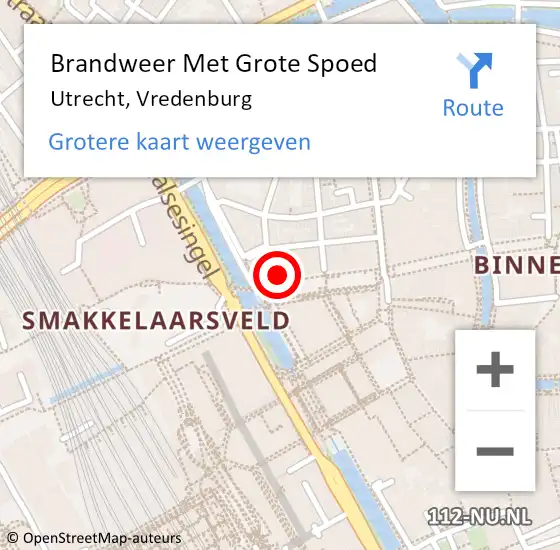 Locatie op kaart van de 112 melding: Brandweer Met Grote Spoed Naar Utrecht, Vredenburg op 9 november 2023 07:52