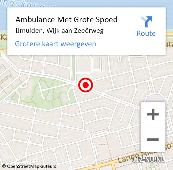 Locatie op kaart van de 112 melding: Ambulance Met Grote Spoed Naar IJmuiden, Wijk aan Zeeërweg op 9 november 2023 07:52