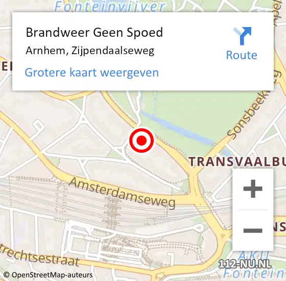 Locatie op kaart van de 112 melding: Brandweer Geen Spoed Naar Arnhem, Zijpendaalseweg op 9 november 2023 08:09