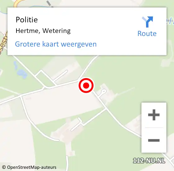 Locatie op kaart van de 112 melding: Politie Hertme, Wetering op 9 november 2023 08:09