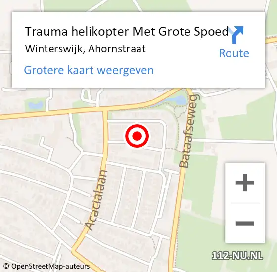 Locatie op kaart van de 112 melding: Trauma helikopter Met Grote Spoed Naar Winterswijk, Ahornstraat op 9 november 2023 09:16
