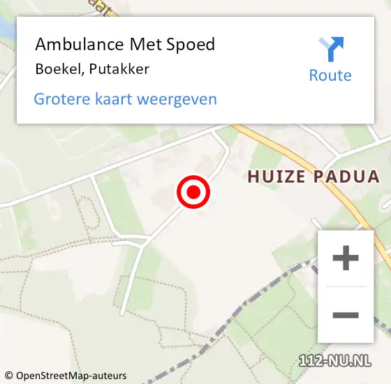 Locatie op kaart van de 112 melding: Ambulance Met Spoed Naar Boekel, Putakker op 14 september 2014 17:38