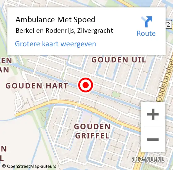 Locatie op kaart van de 112 melding: Ambulance Met Spoed Naar Berkel en Rodenrijs, Zilvergracht op 9 november 2023 09:27