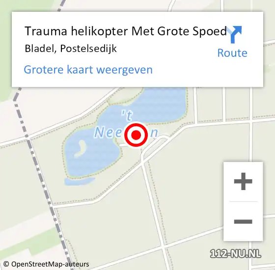 Locatie op kaart van de 112 melding: Trauma helikopter Met Grote Spoed Naar Bladel, Postelsedijk op 9 november 2023 10:33