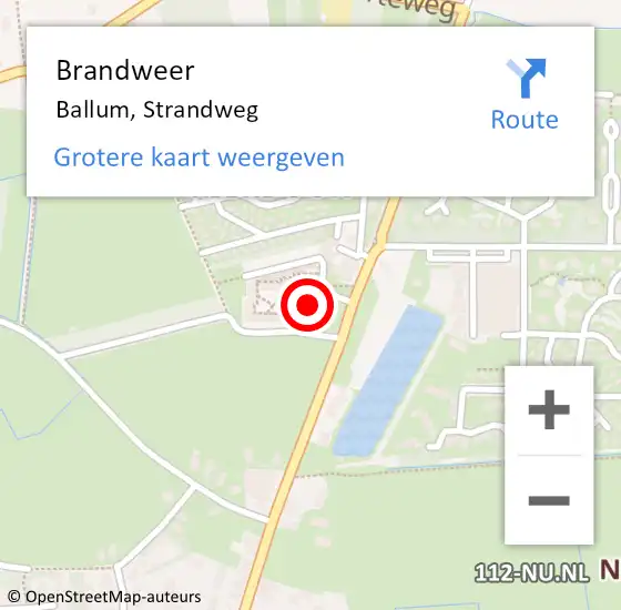 Locatie op kaart van de 112 melding: Brandweer Ballum, Strandweg op 9 november 2023 11:24