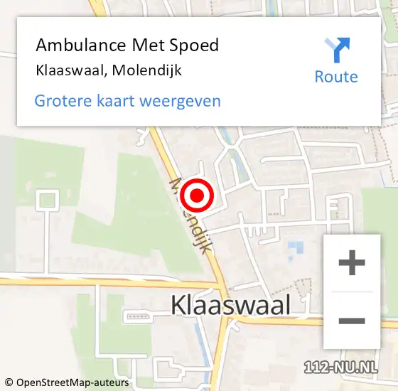 Locatie op kaart van de 112 melding: Ambulance Met Spoed Naar Klaaswaal, Molendijk op 9 november 2023 12:23