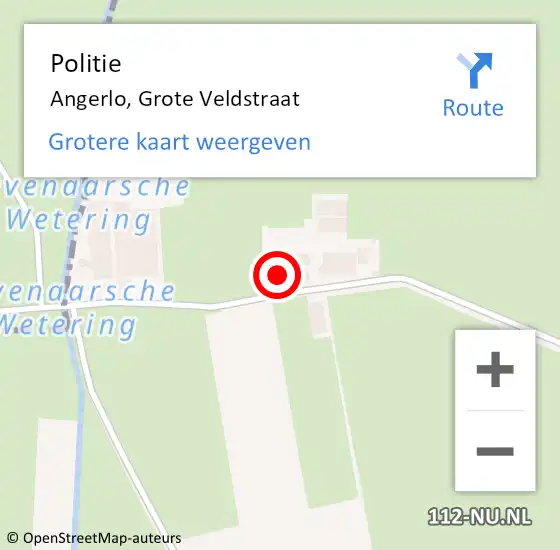 Locatie op kaart van de 112 melding: Politie Angerlo, Grote Veldstraat op 9 november 2023 13:19
