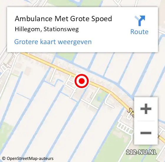 Locatie op kaart van de 112 melding: Ambulance Met Grote Spoed Naar Hillegom, Stationsweg op 9 november 2023 13:47