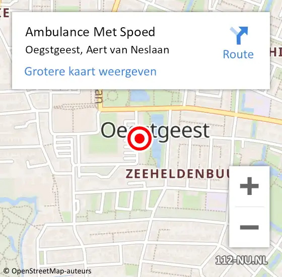 Locatie op kaart van de 112 melding: Ambulance Met Spoed Naar Oegstgeest, Aert van Neslaan op 9 november 2023 13:56