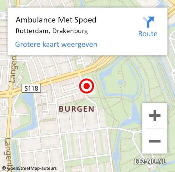 Locatie op kaart van de 112 melding: Ambulance Met Spoed Naar Rotterdam, Drakenburg op 9 november 2023 14:05
