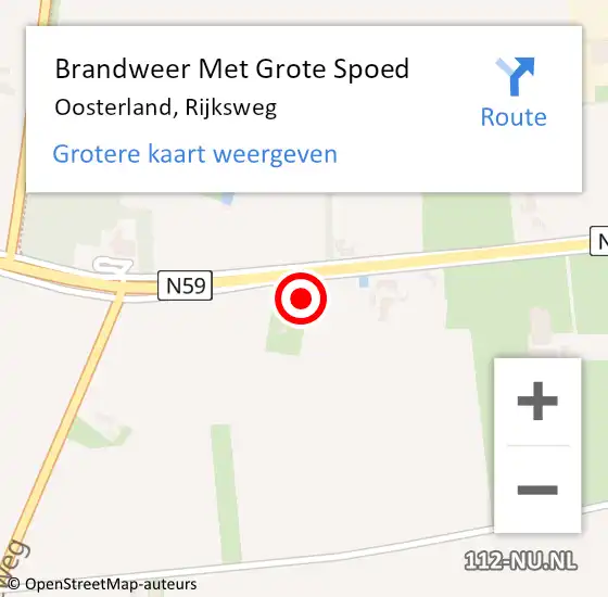 Locatie op kaart van de 112 melding: Brandweer Met Grote Spoed Naar Oosterland, Rijksweg op 9 november 2023 14:19