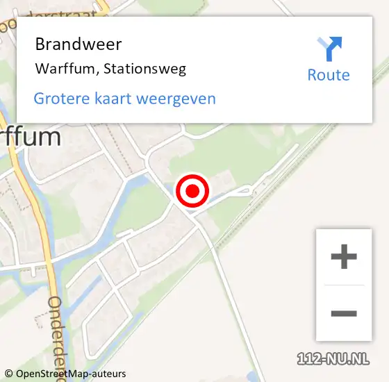 Locatie op kaart van de 112 melding: Brandweer Warffum, Stationsweg op 9 november 2023 14:59