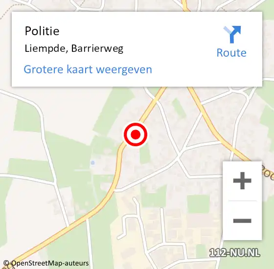 Locatie op kaart van de 112 melding: Politie Liempde, Barrierweg op 9 november 2023 17:32