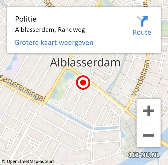 Locatie op kaart van de 112 melding: Politie Alblasserdam, Randweg op 9 november 2023 17:45