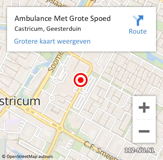 Locatie op kaart van de 112 melding: Ambulance Met Grote Spoed Naar Castricum, Geesterduin op 9 november 2023 18:01