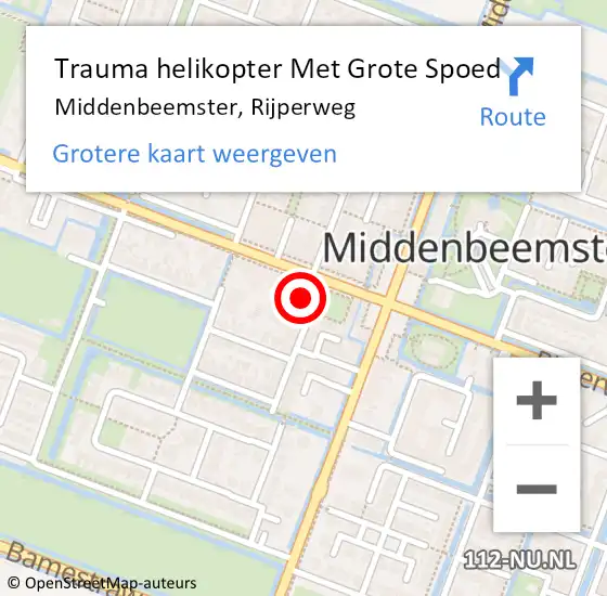 Locatie op kaart van de 112 melding: Trauma helikopter Met Grote Spoed Naar Middenbeemster, Rijperweg op 9 november 2023 18:30