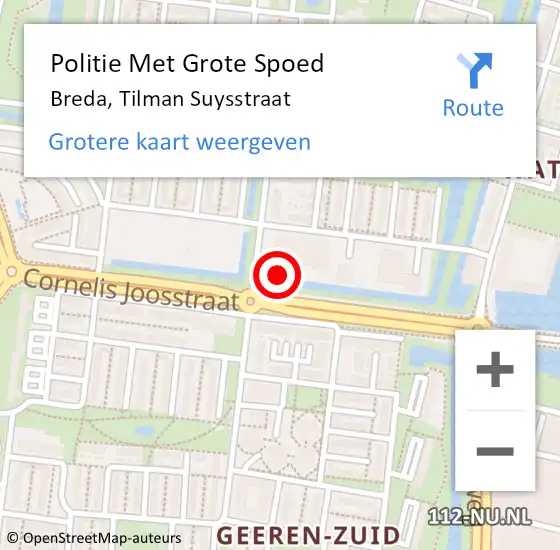 Locatie op kaart van de 112 melding: Politie Met Grote Spoed Naar Breda, Tilman Suysstraat op 10 november 2023 07:40