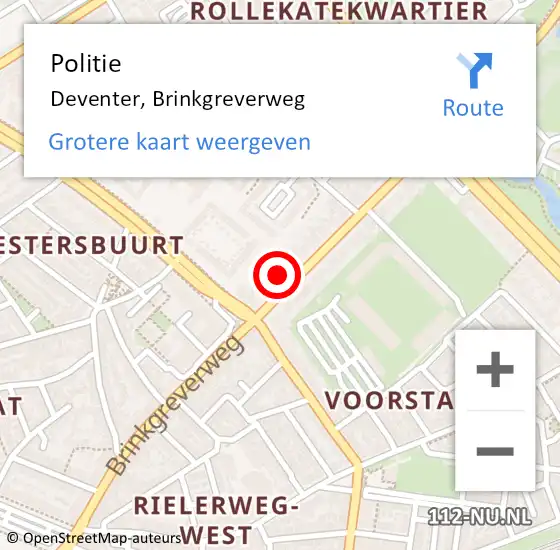 Locatie op kaart van de 112 melding: Politie Deventer, Brinkgreverweg op 10 november 2023 07:59