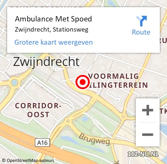 Locatie op kaart van de 112 melding: Ambulance Met Spoed Naar Zwijndrecht, Stationsweg op 10 november 2023 08:38
