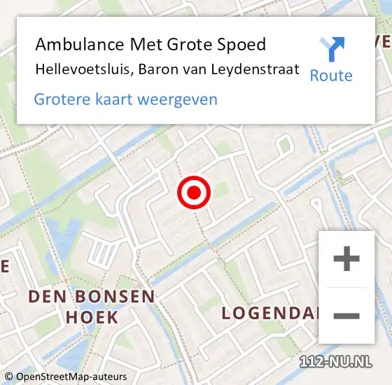 Locatie op kaart van de 112 melding: Ambulance Met Grote Spoed Naar Hellevoetsluis, Baron van Leydenstraat op 10 november 2023 08:57