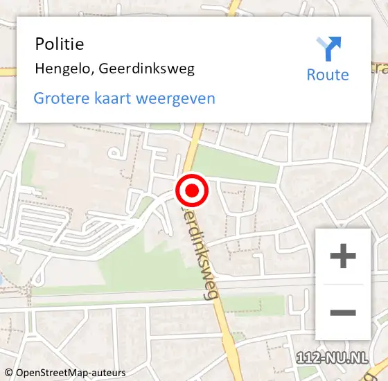 Locatie op kaart van de 112 melding: Politie Hengelo, Geerdinksweg op 10 november 2023 09:52