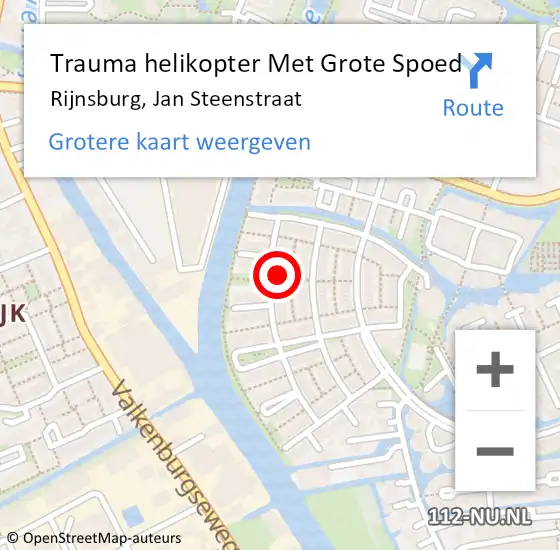 Locatie op kaart van de 112 melding: Trauma helikopter Met Grote Spoed Naar Rijnsburg, Jan Steenstraat op 10 november 2023 10:07