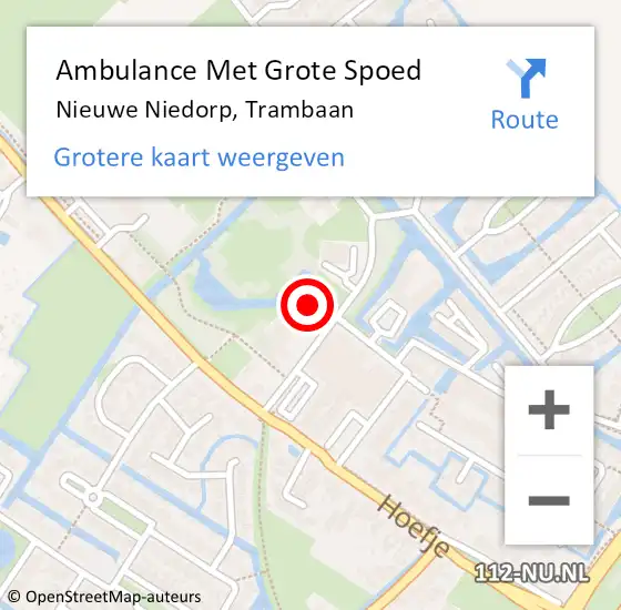 Locatie op kaart van de 112 melding: Ambulance Met Grote Spoed Naar Nieuwe Niedorp, Trambaan op 10 november 2023 11:22