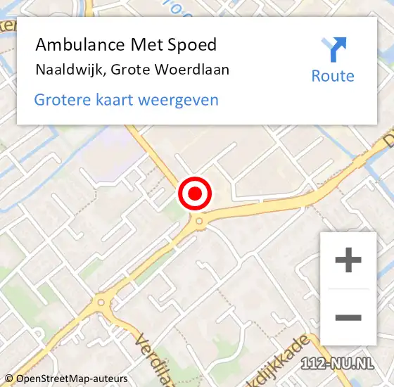 Locatie op kaart van de 112 melding: Ambulance Met Spoed Naar Naaldwijk, Grote Woerdlaan op 10 november 2023 12:04