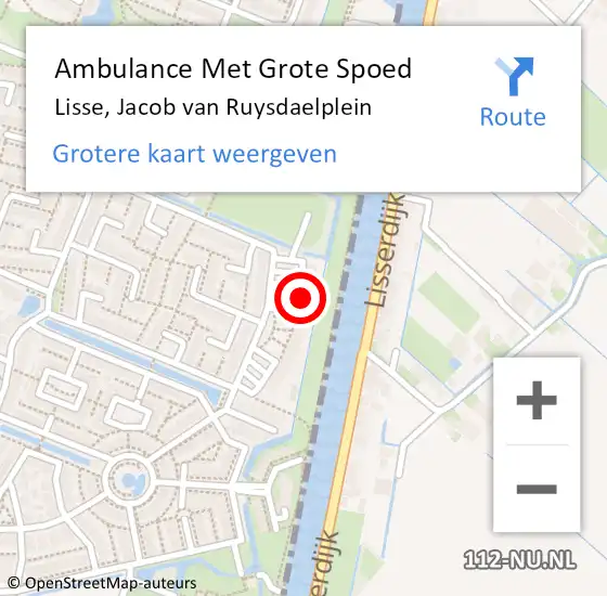 Locatie op kaart van de 112 melding: Ambulance Met Grote Spoed Naar Lisse, Jacob van Ruysdaelplein op 10 november 2023 12:24