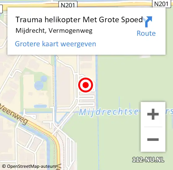 Locatie op kaart van de 112 melding: Trauma helikopter Met Grote Spoed Naar Mijdrecht, Vermogenweg op 10 november 2023 12:35