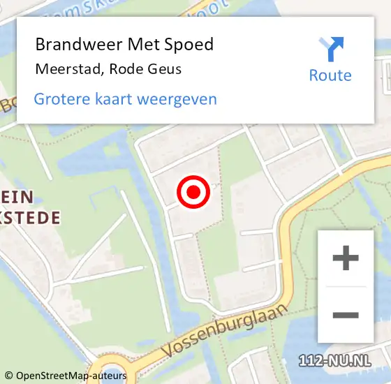 Locatie op kaart van de 112 melding: Brandweer Met Spoed Naar Meerstad, Rode Geus op 10 november 2023 13:13