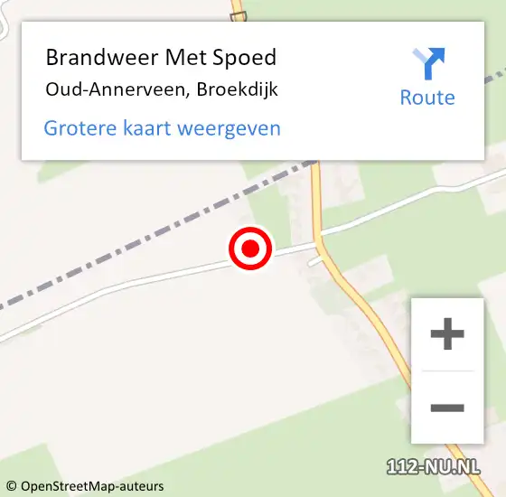 Locatie op kaart van de 112 melding: Brandweer Met Spoed Naar Oud-Annerveen, Broekdijk op 10 november 2023 13:39