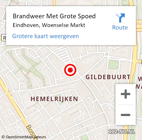 Locatie op kaart van de 112 melding: Brandweer Met Grote Spoed Naar Eindhoven, Woenselse Markt op 10 november 2023 13:46