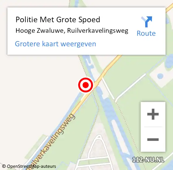 Locatie op kaart van de 112 melding: Politie Met Grote Spoed Naar Hooge Zwaluwe, Ruilverkavelingsweg op 10 november 2023 14:05