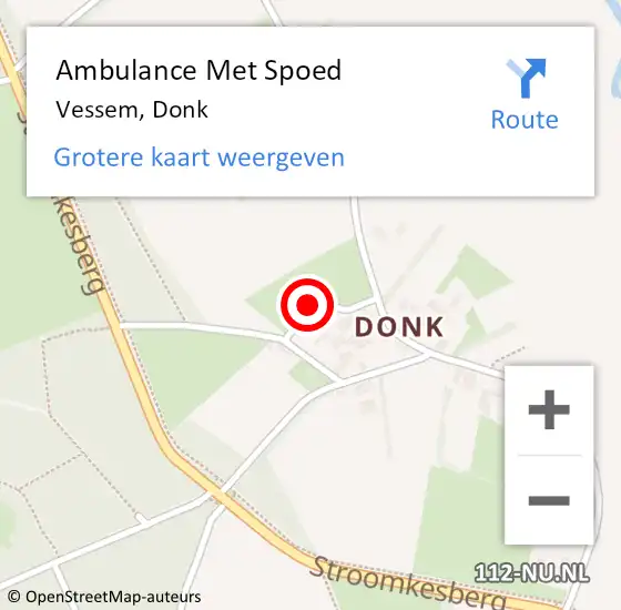 Locatie op kaart van de 112 melding: Ambulance Met Spoed Naar Vessem, Donk op 14 september 2014 21:21