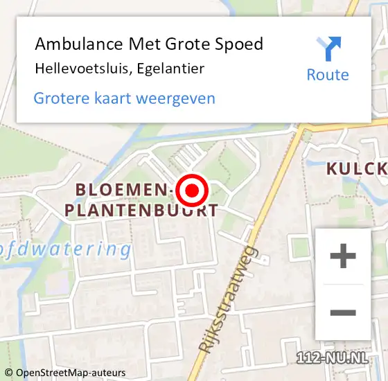 Locatie op kaart van de 112 melding: Ambulance Met Grote Spoed Naar Hellevoetsluis, Egelantier op 10 november 2023 14:25