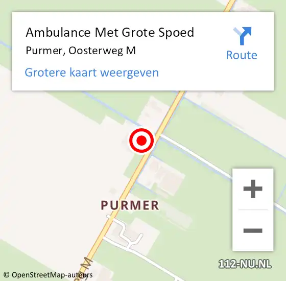 Locatie op kaart van de 112 melding: Ambulance Met Grote Spoed Naar Purmer, Oosterweg M op 10 november 2023 14:38