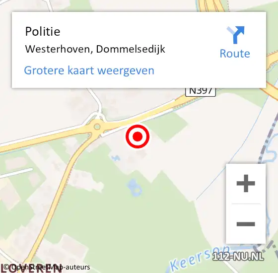 Locatie op kaart van de 112 melding: Politie Westerhoven, Dommelsedijk op 10 november 2023 16:04